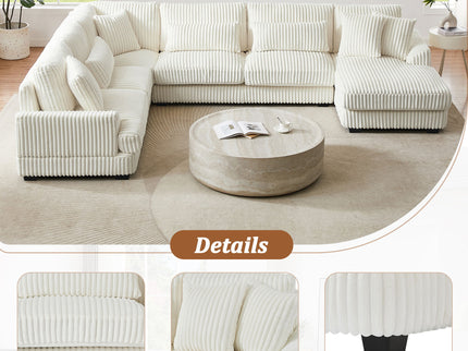Oversized Sectional Sofa U - Shaped Sofa Couch Modern Sofa Upholstered In Soft With A Chaise Lounge For Living Room