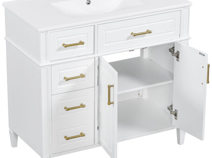 Bathroom Vanity With Sink, 4 Drawers, 2 Doors