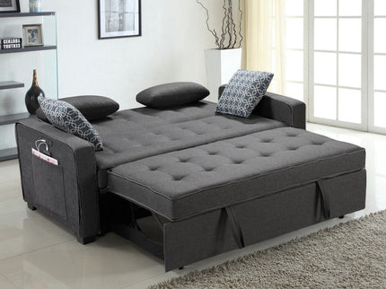 William - Sleeper Sofa With 2 USB Charging Ports And 4 Accent Pillows - Gray