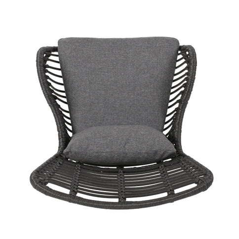 Modern Aesthetic Outdoor Rattan Accent Chair With Metal Legs