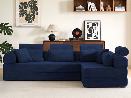 Modern L-Shape Modular Sectional Sofa, Compressed Design