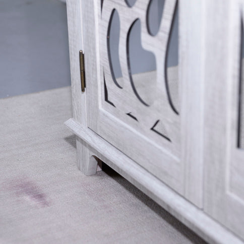 Modern Sideboard Buffet With 4 Mirrored Doors, Adjustable Shelves