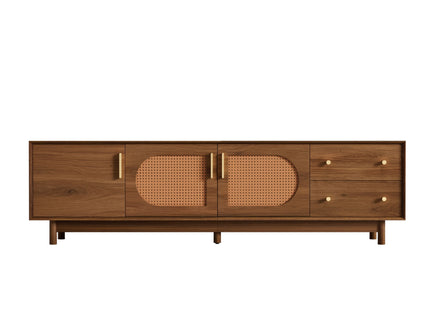 70" TV Stand With Beveled Edge Design - Brown
