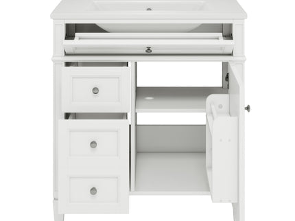 Bathroom Vanity With Top Sink, Modern Bathroom Storage Cabinet With 2 Drawers And A Tip-Out Drawer
