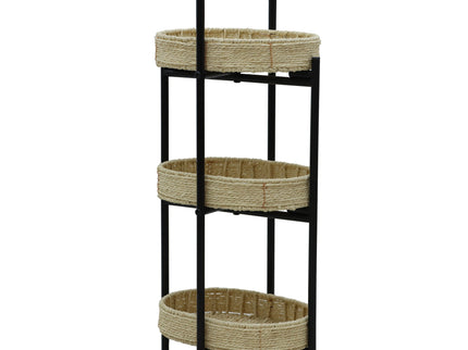Modern 3 Tier Handwoven Side Table With Oval Organizer
