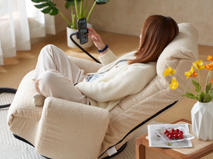 Adjustable Swivel Lounge Chair With 360 Degree Rotating Seat And Headrest Support