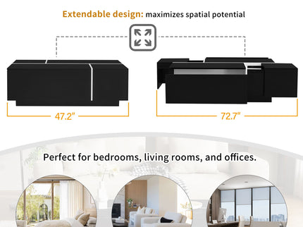 Extendable Coffee Table With 2 Hidden Storage Space And 2 Drawers For Living Room
