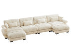 Beige / 3 Pc. 4 Seater Sectional, 2 Ottomans