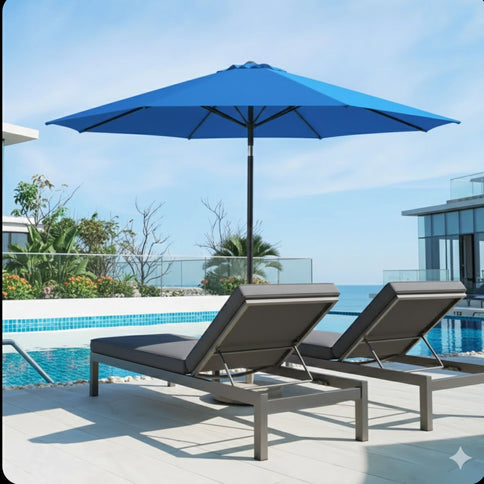 Patio Umbrella With Crank Lift And Tilt, UV-Resistant Canopy