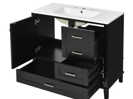 Bathroom Vanity, Modern Bathroom Cabinet With Sink Combo Set, Bathroom Storage Cabinet With A Soft Closing Door And 3 Drawers, Solid Wood Frame