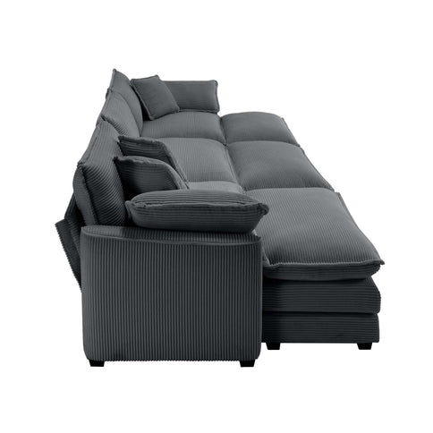 Modular Oversized Cushion Sofa With Ottoman, Low Back, Deep Seating Sofa Set