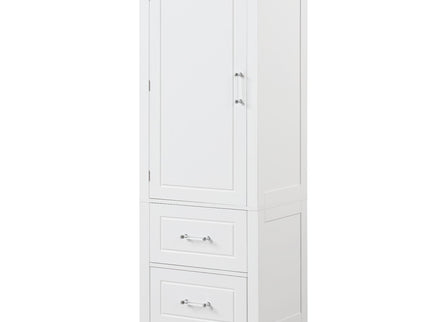 Tall Freestanding Bathroom Storage Cabinet With 2 Drawers And Adjustable Shelf