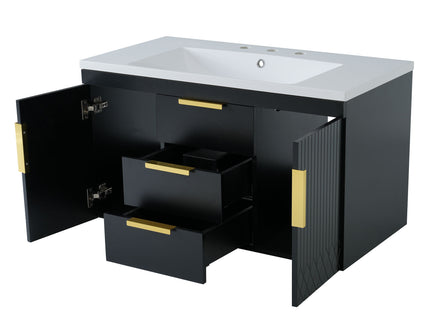 Wall Mounted Bathroom Vanity With Sink, Floating Storage Cabinet With 2 Drawers