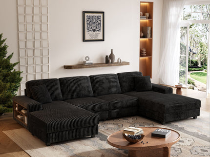 U-Shaped Convertible Sofa, 4 Seater Large Living Room Lounge