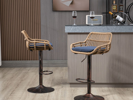 Modern Swivel Bar Stools Adjustable Counter Chairs With Footrest (Set of 2)