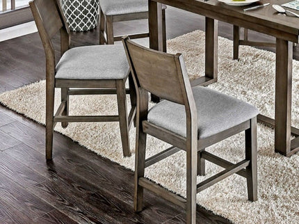 Padded Fabric Seat Panel Back Counter Height Dining Chairs (Set of 2) - Gray / Light Gray
