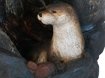 Decorative Water Foutain With Otter Design, With Light And Pump, For Indoor And Outdoor - Brown
