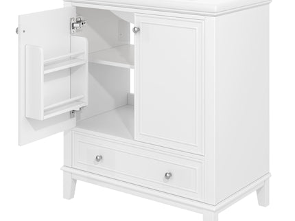 30" Bathroom Vanity With Sink Combo Undermount Sink, Cabinet With Doors And Drawer - White
