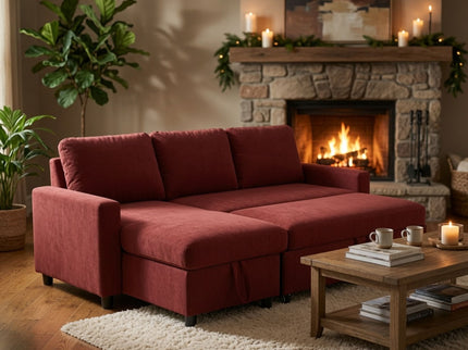 L - Shaped Convertible Sofa Bed With Storage Chaise