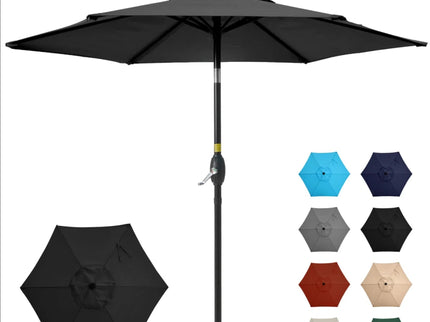 Umbrella With Crank Lift & Tilt, UV-Resistant Canopy For Patio
