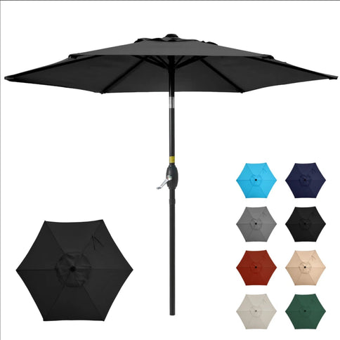 Umbrella With Crank Lift & Tilt, UV-Resistant Canopy For Patio
