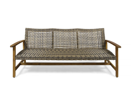 Outdoor 3 Seater Sofa With Rattan Cover - Gray