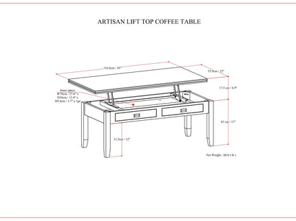 Artisan - Lift Top Coffee Table - Russet Brown