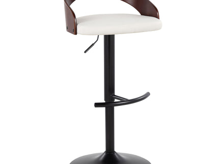 Grotto - Contemporary Adjustable Barstool With Swivel With Rounded T Footrest (Set of 2)