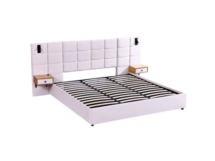 Upholstered Hydraulic Platform Bed With Storage Shelves, Reading Lamps, USB Port