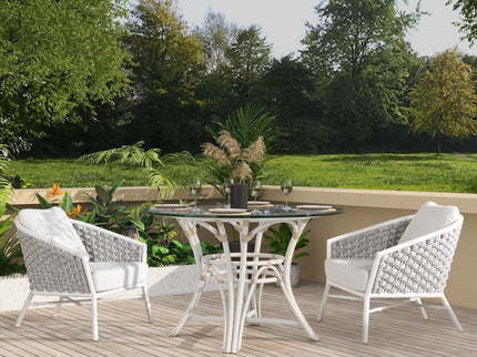 Rowan - Rope Barrel Back Patio Accent Arm Chair (Set of 2) - Optic White