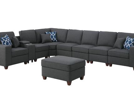 Hannah - Sectional Sofa With Ottoman - Dark Gray