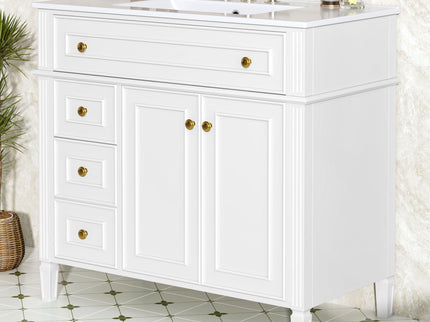 Bathroom Vanity With Sink, 3 Drawers & 2 Soft-Close Doors