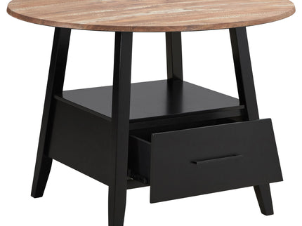 Arunda Yukon - Round Counter Height Dining Table With Pedestal Base And Built In Drawer - Oak
