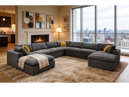 Custom Configuration Modular Sectional & Toss Pillows