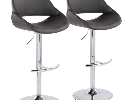 Fabrico - Contemporary Adjustable Bar Stool With Rounded T Footrest (Set of 2)