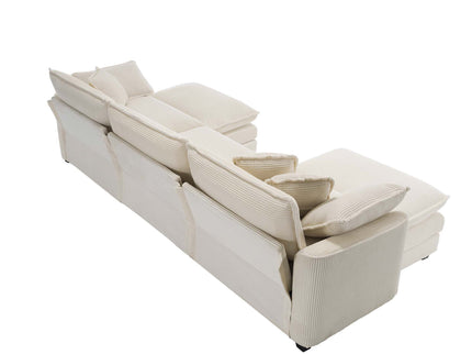 Modern Oversized Modular Cushion Sofa With Ottoman, Low Back, Deep Seating Sofa Set