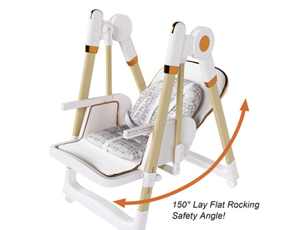 Convertible Baby High Chair To Rocker With 5 Point Harness