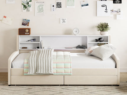 Luxurious Upholstered Platform Bed With Storage Drawers
