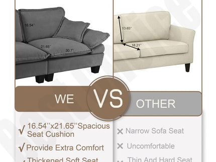 Modular Sectional Sofa With Movable Ottoman & Pillows