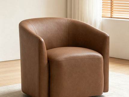 Swivel Barrel Accent Chair For Living Room - Antique Brown