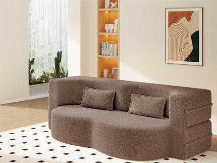 Modern Floor Sleeper Sofa Bed With 2 Pillows, Convertible Twin Size Folding Mattress For Living Room