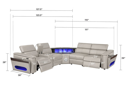 Nova - Sectional With Bluetooth Speaker, LED And Lifting Wine Cabinet