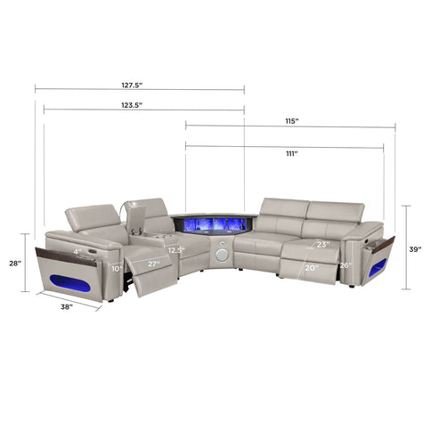 Nova - Sectional With Bluetooth Speaker, LED And Lifting Wine Cabinet