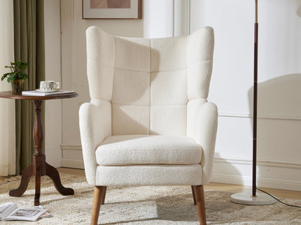 Accent Chair With Birch Wood Legs - White