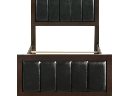Twin Panel Bed With Headboard And Tapered Legs - Brown