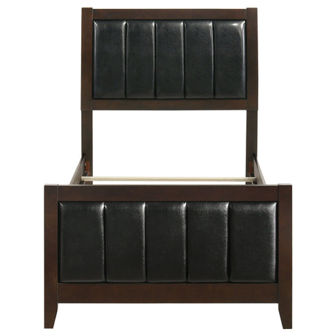 Twin Panel Bed With Headboard And Tapered Legs - Brown