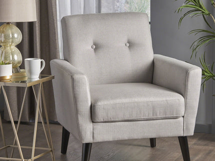 Radiantize - Upholstered Fabric Club Chair With Square-Off Back And Button Tufted