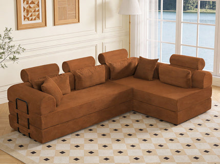 Modern L-Shape Modular Sectional Sofa, Compressed Design
