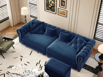 3 In 1 Convertible Sleeper Sofa Bed With Movable Ottoman