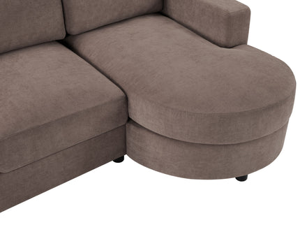 Modern L-Shaped Sectional Sofa With Curved Chaise, USB Ports, And Side Storage Pockets